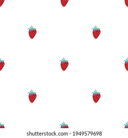 Red strawberries, a seamless pattern of berries, ideal for application on fabric or paper