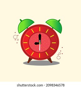 red strawberry alam clock stopwatch icon vector logo design illustration background wallpaper.