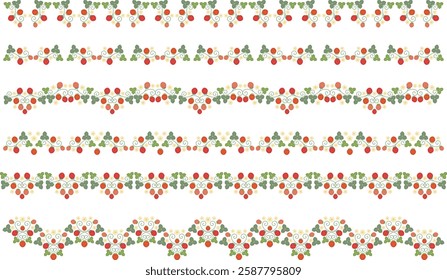 Red strawberry antique line frame set 2