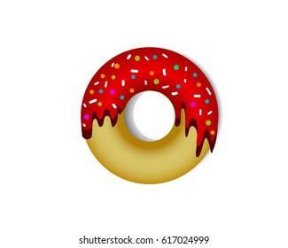 red strawberry donut cake vector illustrator 