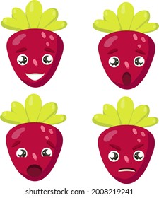 Red strawberry emotions smiles happy angry sad