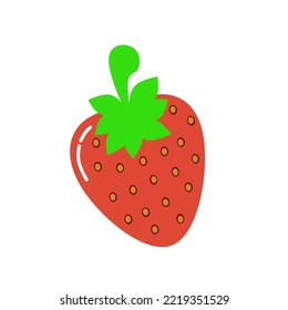 red strawberry flat design. summer fruit icon vector illustration. suitable for logo, web, internet, etc.
