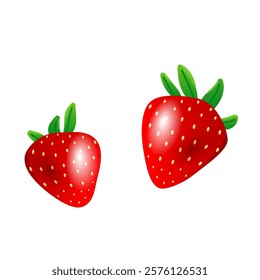 Red strawberry in flat design. Sweet raw summer berry, juicy fruits. Vector illustration isolated.