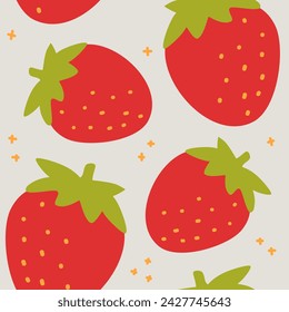 red strawberry fresh fruity background wallpaper seamless pattern 