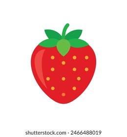 Red strawberry fruit flat vector illustration on white background