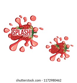 Red Strawberry Fruit Fresh Splash Juice Drink Illustration