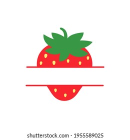 Red strawberry fruit Leave space for adding text. Isolated on white background