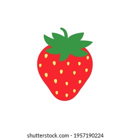 Red strawberry fruit Leave space for adding text. Isolated on white background