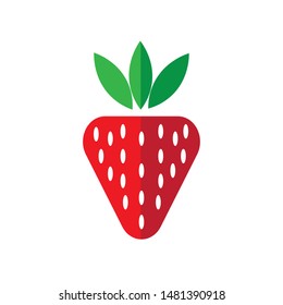 Red Strawberry Fruit Logo Vector