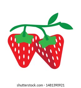red strawberry fruit logo vector