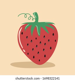 red strawberry fruit vector art