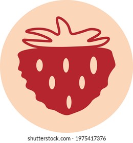Red strawberry, icon illustration, vector on white background