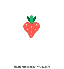 Red Strawberry icon, isolated background. Modern simple flat vegan sign. Trendy eco symbol vector for web design, web buttons, mobile application. Logo Illustrations