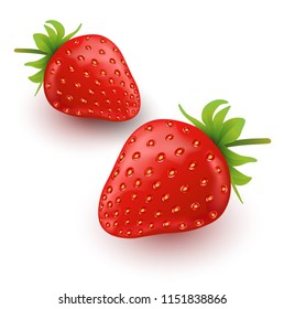 red strawberry illustration. fresh strawberries on a white background