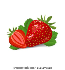 Red strawberry isolated on white background