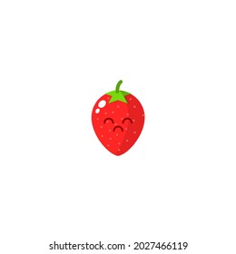 Red strawberry kawaii style design