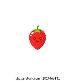 Red strawberry kawaii style design