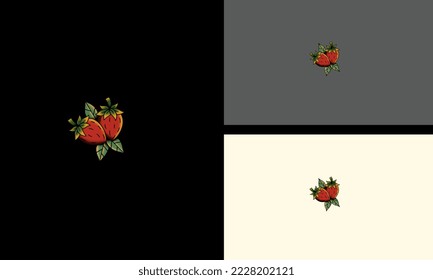 red strawberry with leaf vector illustration design