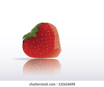 Red strawberry with leaves