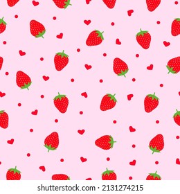 red strawberry love pattern. polka dots girly style. good for fabric, wallpaper, background, fashion, etc.