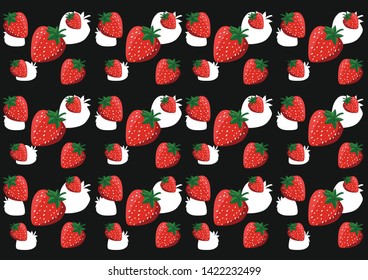 red strawberry on a black background