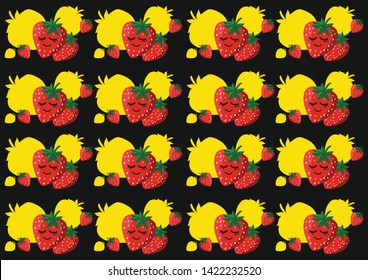 red strawberry on a black background