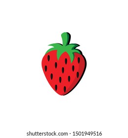 red strawberry on white background. vector, illustration