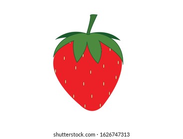 Red strawberry on white background.