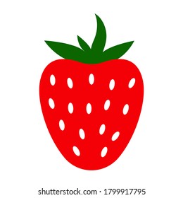 Red strawberry on white background, sign for design, vector illustration