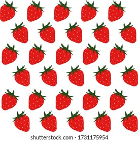 red strawberry pattern dessert illustration