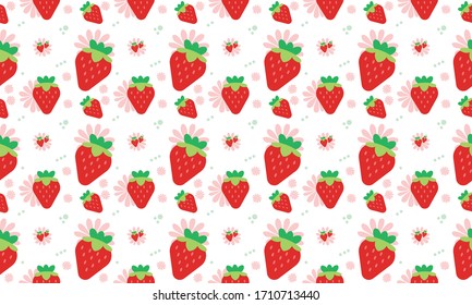 Red Strawberry Pattern Seamless Vector Background