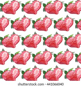 Red strawberry pattern Watercolor Vector