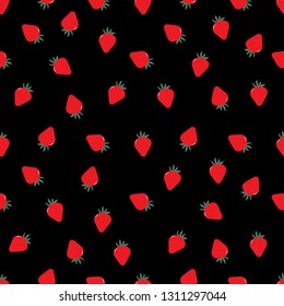 Red strawberry seamless pattern. Healthy organic food background.