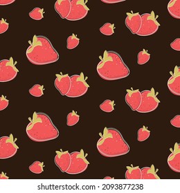 Red strawberry seamless vector pattern. Childrens illustrations. Prints for fabric, t-shirts, cards, clothes
