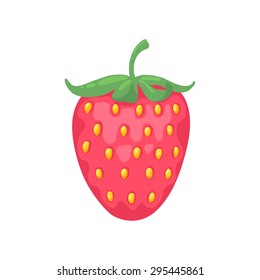 Red strawberry simple cartoon style vector illustration. Berry icon.