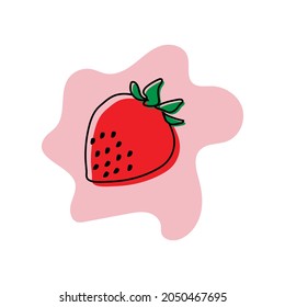 red strawberry vector design logo