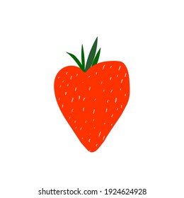 Red strawberry. Vector illustration. Fruit with eyes and smile
