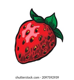 Red strawberry vector illustration isolated on white background