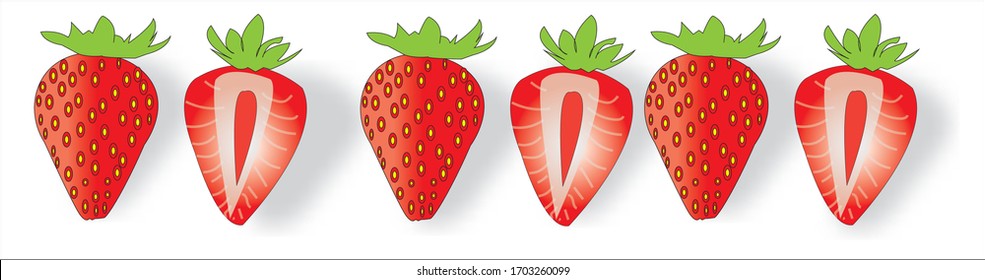 Red Strawberry, Vector illustration of sweet strawberry