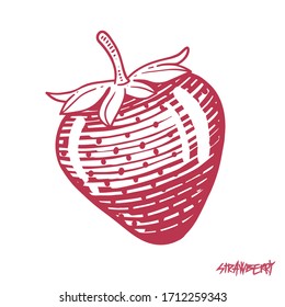red strawberry vector line art