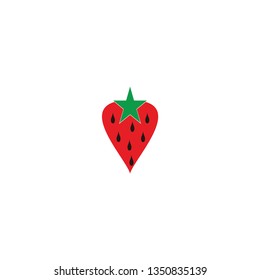 red strawberry vector logo