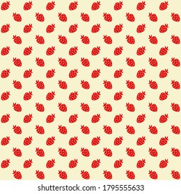red strawberry with yellow background repeat pattern