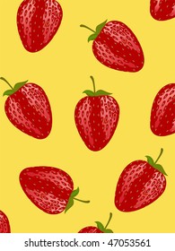 red strawberrys with yellow background