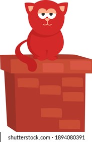 Red stray cat, illustration, vector on white background