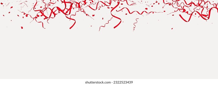 Fondo Panorámico Gris Brillante Vector De Streamer Rojo. Resumen de la Ilustración de Estrella. Plantilla de Carnaval Confetti. Invitación a divertirse con carlata.