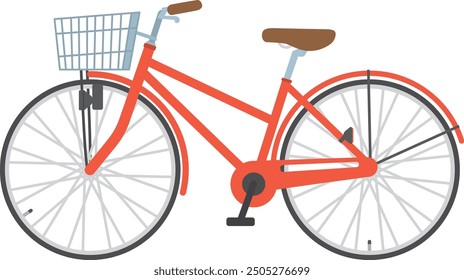 Red Street Bicycle Vector Clipart