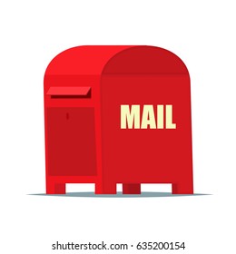 Red Street Mailbox in flat vector style for web or illustration