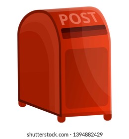 Red street post box icon. Cartoon of red street post box vector icon for web design isolated on white background