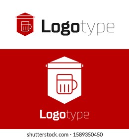 Red Street signboard with glass of beer icon isolated on white background. Suitable for advertisements bar, cafe, pub, restaurant. Logo design template element. Vector Illustration