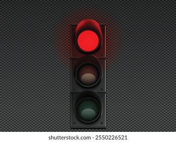 Red Street Traffic Light Icon Lamp. Traffic Light Direction Regulate Safety Symbol. Transportation Control Warning. Red Traffic Light Icon | Transportation Safety Symbol | Traffic Control Warning Lamp